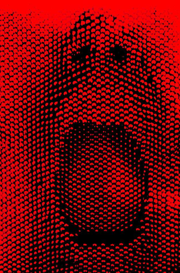 Portrait als rotes Punktraster